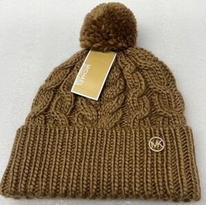 Michael Kors Women's Moving Cables Cuffed Pom Pom Beanie